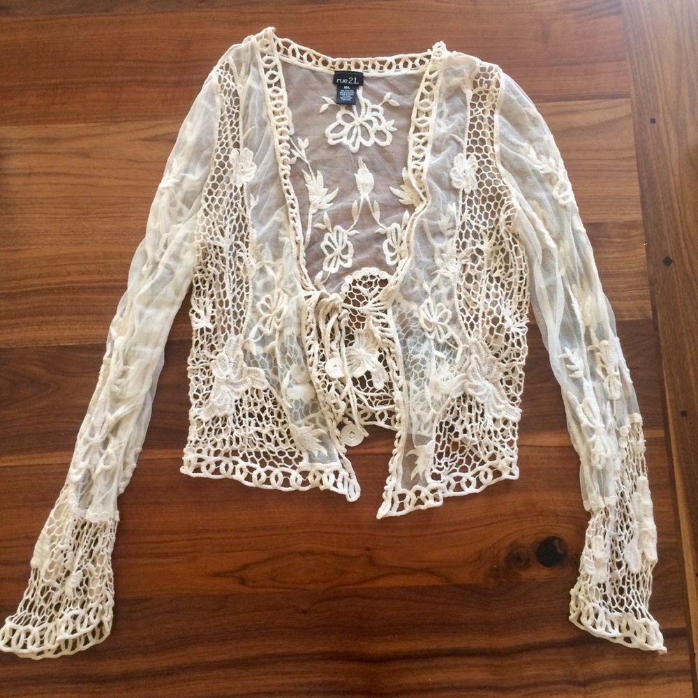 Beige lace crochet cardigan ✨🌸